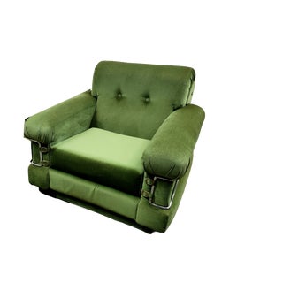 Vintage Lounge Chair in Velvet, 1970 For Sale