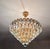 1960s Luxury Mid-Century Style Natural High-Gleam Solid Brass & Ice-Blue Turquoise Crystal 6-Light Flush Mount Chandelier For Sale - Image 6 of 9