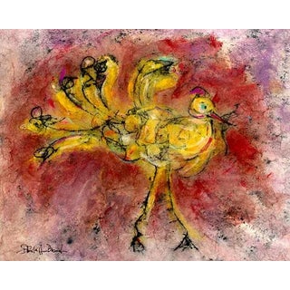 Farmhouse Cottage Chic Rooster Chicken Print - "Yellow Bird, #1" For Sale