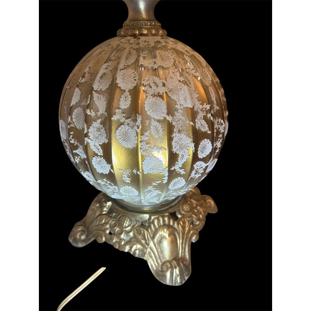 Vintage Glass/Brass Table Lamps - a Pair For Sale In Midland, TX - Image 6 of 8