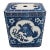Vintage Chinoiserie Blue and White Porcelain Foo Dog Flower Frog For Sale