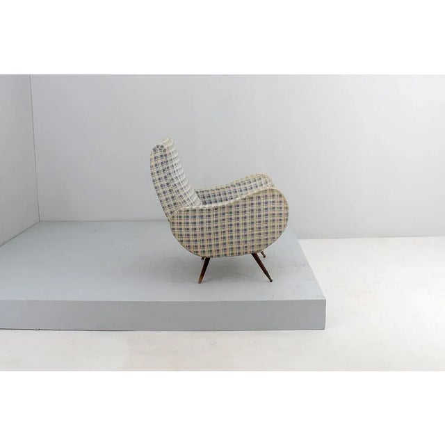 1950s Mid-Century Wood and Fabric Armchair in the style of Marco Zanuso, Italy, 1950s For Sale - Image 5 of 13