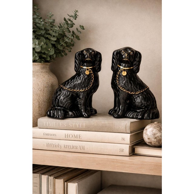 19th Century Staffordshire Jackfield Black Spaniels / Dogs For Sale - Image 4 of 5