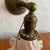 Brass Antique Industrial Brass Wall Sconce With Frosted Ruffle Shade For Sale - Image 8 of 11