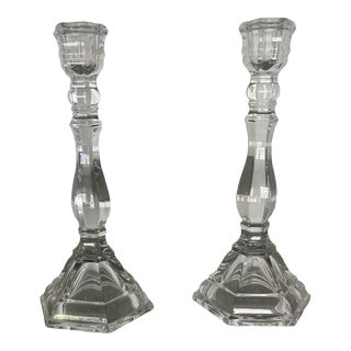 Pair of 1960s Crystal Tiffany Candlesticks For Sale