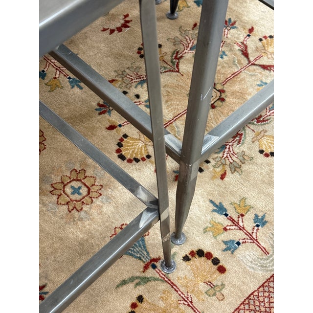 Metal Cb2 Flint Metal Counter Stools, Pair For Sale - Image 7 of 12