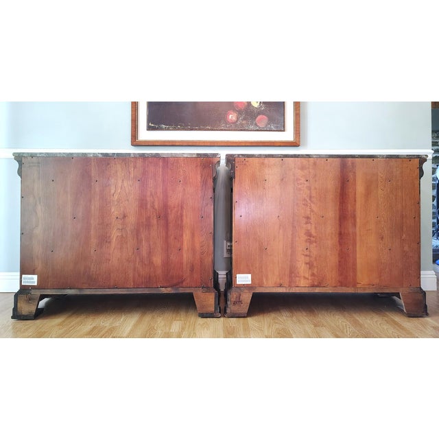 A Pair / Set of Louis Philippe Chests With Marble Top by Ethan Allen For Sale - Image 12 of 15