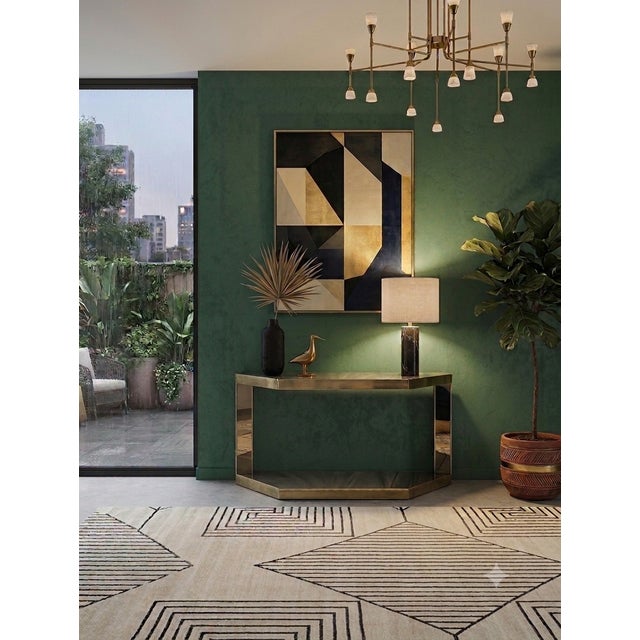 Gold Console Table in Brass and Mirrored Glass, 1970s For Sale - Image 8 of 9