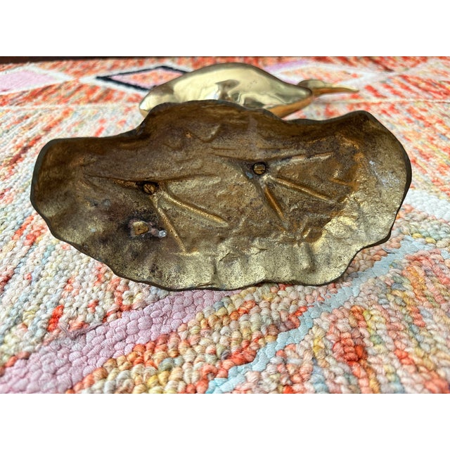 Brass Mid-Century Solid Brass Crane Sculpture, C. 1960s For Sale - Image 8 of 9
