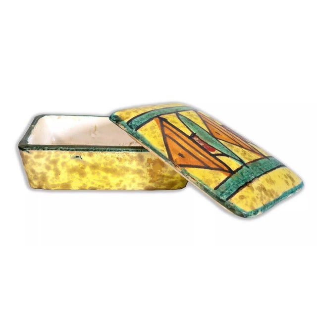 Bitossi Ceramic Trinket Box and Vase with Abstract Fish Pattern Made in Italy - Set of 2 For Sale - Image 10 of 12