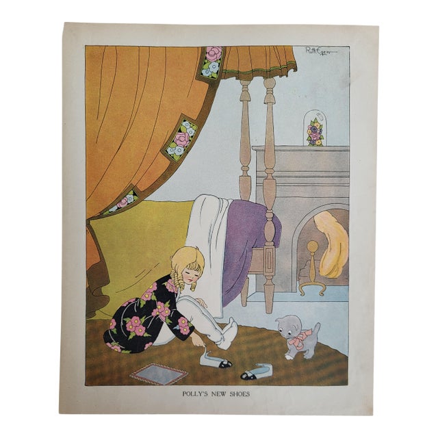 Early 1900s Book Illustration 'Polly's New Shoes' by Ruth Eger For Sale