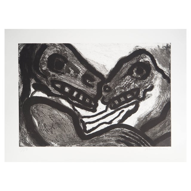 Bengt Lindstrom, Couple of Primitive Creatures, Original Signed Engraving For Sale