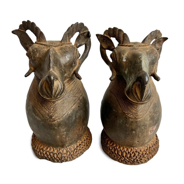 Antique Bronze Benin African Ram Head Sculpture For Sale - Image 4 of 10