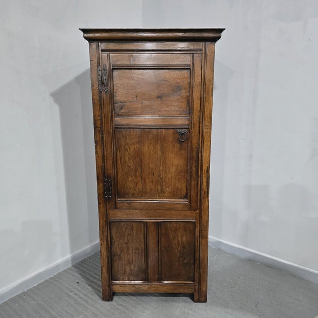 1920s Oak Food Cupboard with Iron Hinges and Handles, 1920 For Sale - Image 5 of 14