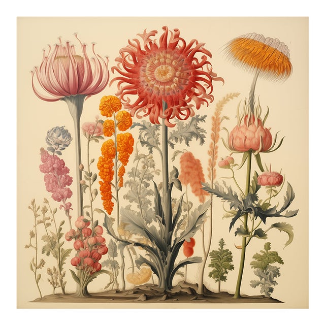 20' X 20' 'Flowers' Original Botanical Fine Art Print For Sale