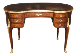 Fine Quality Dore' Bronze French Paul Sormani Parquetry Inlaid Walnut Desk