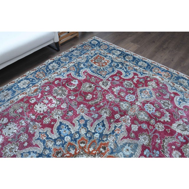 Textile 1970s Vintage Persian Handmade Wool Cotton Light Red Area Rug For Sale - Image 7 of 11
