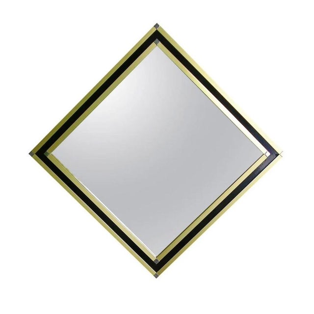 Mario Sabot Mid-Century Modern Italian Art Deco Style Brass Framed Wall Mirror For Sale - Image 11 of 12