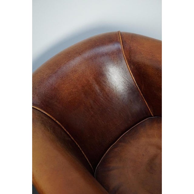 Vintage Dutch Cognac Colored Leather Club Chair, Set of 2 For Sale - Image 5 of 18