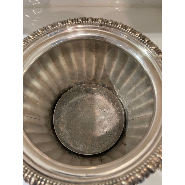 Metal Antique Silverplated Sheffield Champagne Bucket With Two Handles and Elaborate Decoration For Sale - Image 7 of 10