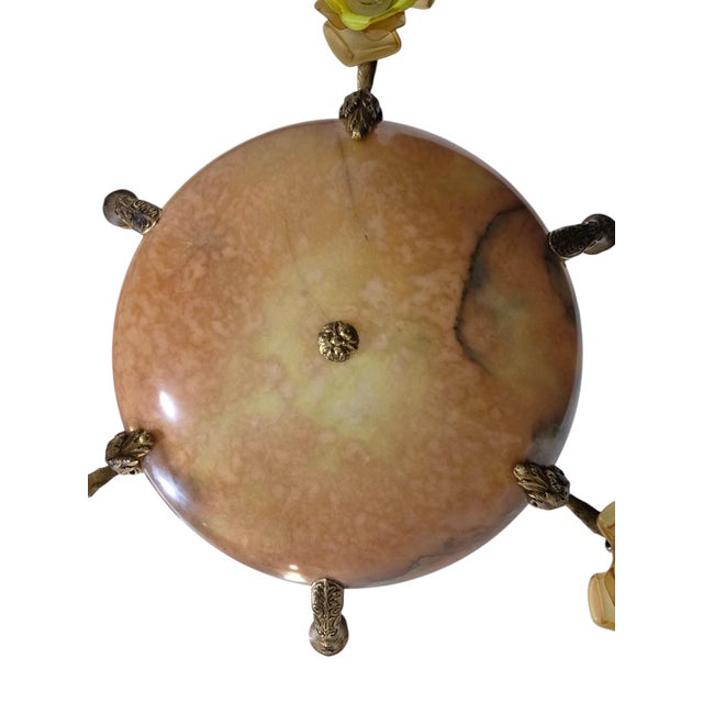 Antique Neoclassical Amber /Honey Alabaster, Gilt Bronze Chandelier W-Griffin Mounts For Sale - Image 11 of 18