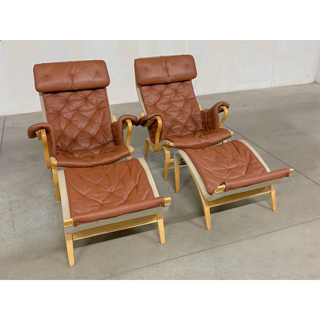 Pernilla 69 Lounge Chair with Ottoman by Bruno Mathsson for Dux, 1990s, Set of 4 For Sale - Image 12 of 18