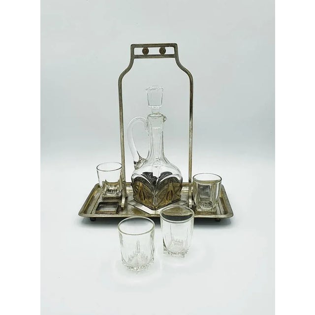 Wonderful and very unusual Art Deco Liqueur glass silver plated set with filigree work