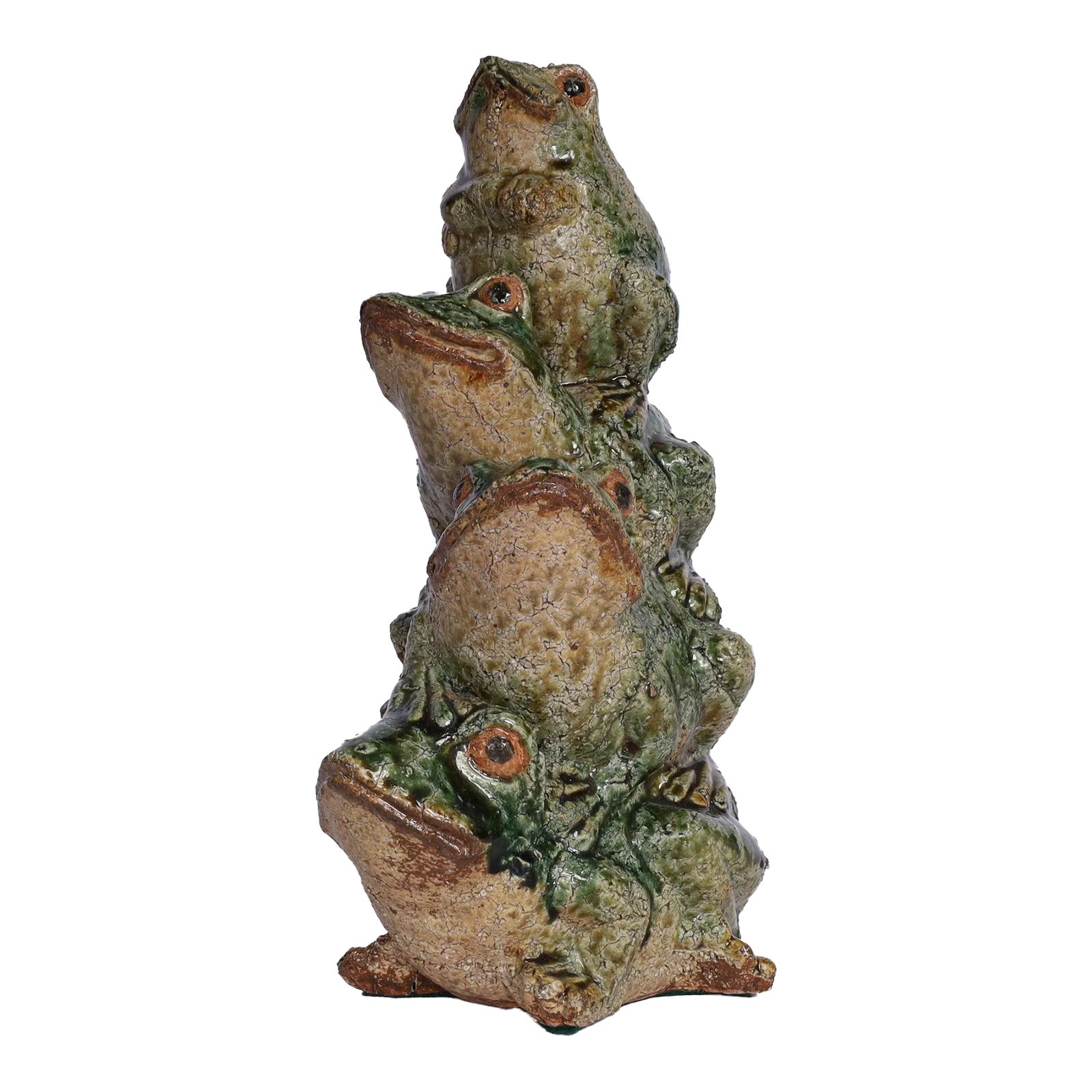 Vintage Chinese Glazed Terra Cotta Stack of Frogs | Chairish