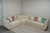 Contemporary Cream L-Shaped Sectional Sofa with Gold Base and Velvet Cushions from Kabinet For Sale - Image 3 of 11