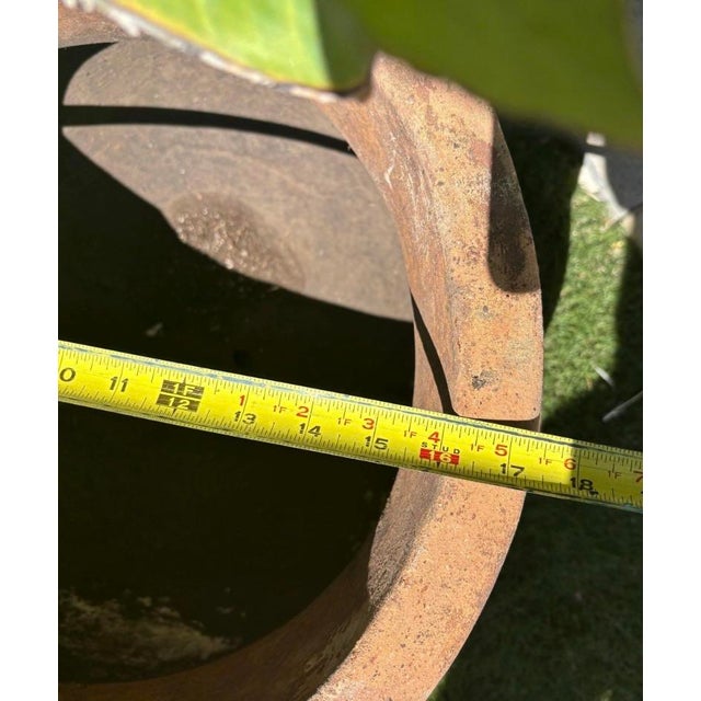 1960s Vintage Mediterranean Terracotta Garden Planter With Applied Rope Detail & Aged Patina For Sale - Image 5 of 10