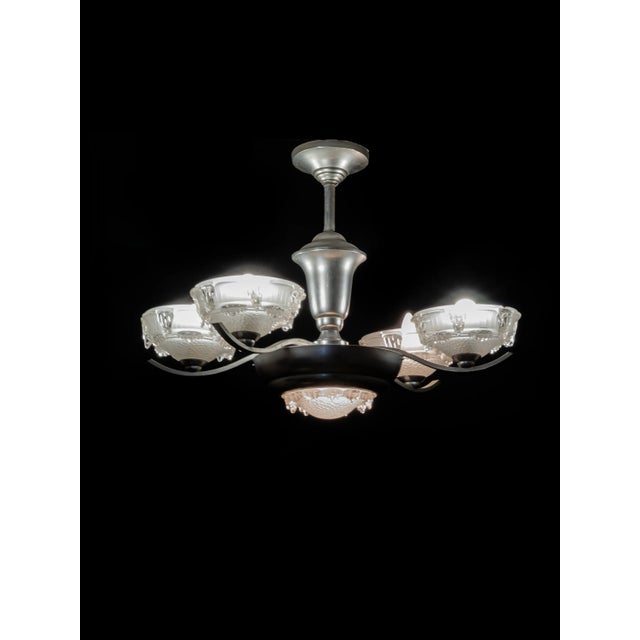 20th Century Art Deco Frosted Glass Chandelier, 1940s For Sale - Image 3 of 6