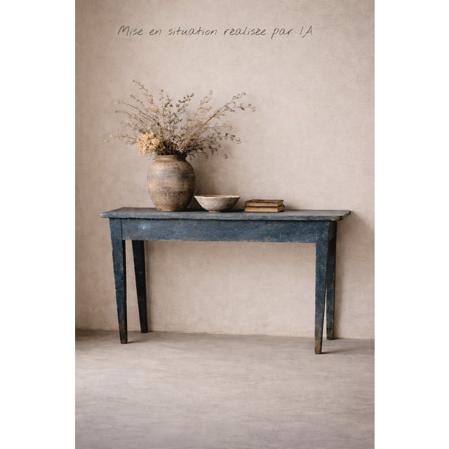 Blue Patinated Wooden Console Table, 1940s For Sale - Image 14 of 15