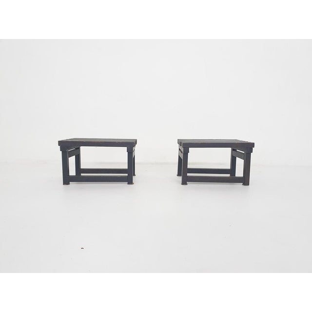 Dark Brown Wooden Side Tables, 1970s, Set of 2 For Sale - Image 4 of 10