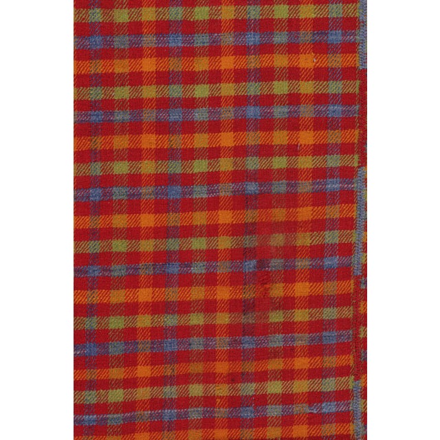 Traditional VintageTurkish Kilim in Red With Stripes and Plaid Pattern | Rug & Kilim For Sale - Image 3 of 7