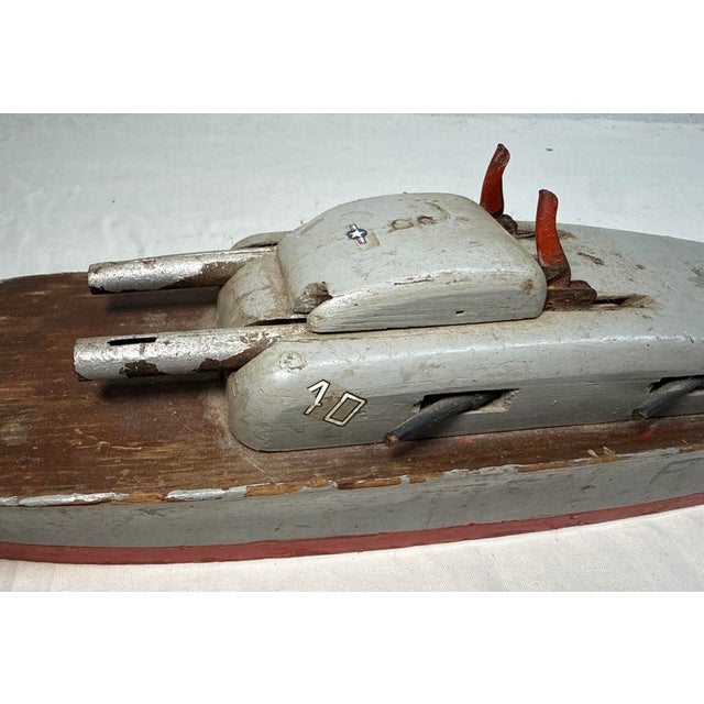 1940s Vintage 1940s Handmade Wood Keystone Manufacturing Company Usn Battleship Model For Sale - Image 5 of 13