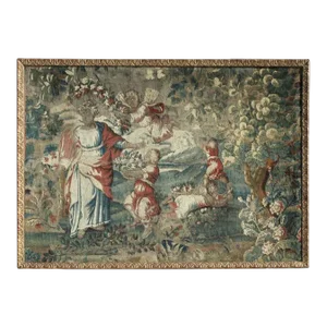 17th Century Flemish Baroque Tapestry Fragment in Later Giltwood Frame, Belgium