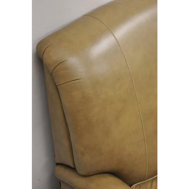 Wood Ethan Allen Oxford Leather Brown Recliner Club Lounge Chair and Ottoman For Sale - Image 7 of 12