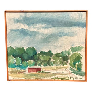 Björn Svensk, Milky Barn at Kaga, 1980, Oil Painting on Canvas, Framed For Sale