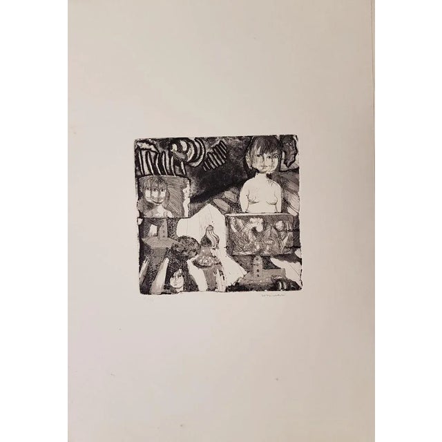 Original etching and aquatint realized by Bruno Cassinari in 1969. Hand signed and numbered in pencil on the lower margin....