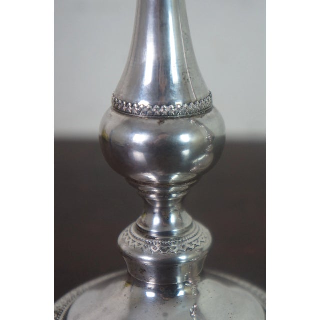 Late 20th Century Israeli Judaica Ben Zion Sterling Silver Shabbat Candle Holders - Set of 2 For Sale - Image 4 of 11