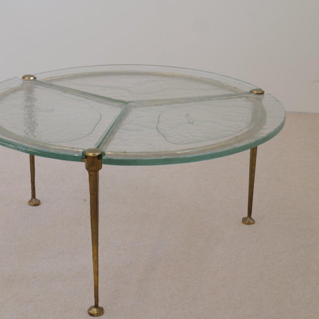 Gold Large Round Glass Table in Forged Bronze by Lothar Klute, 1980s For Sale - Image 8 of 12