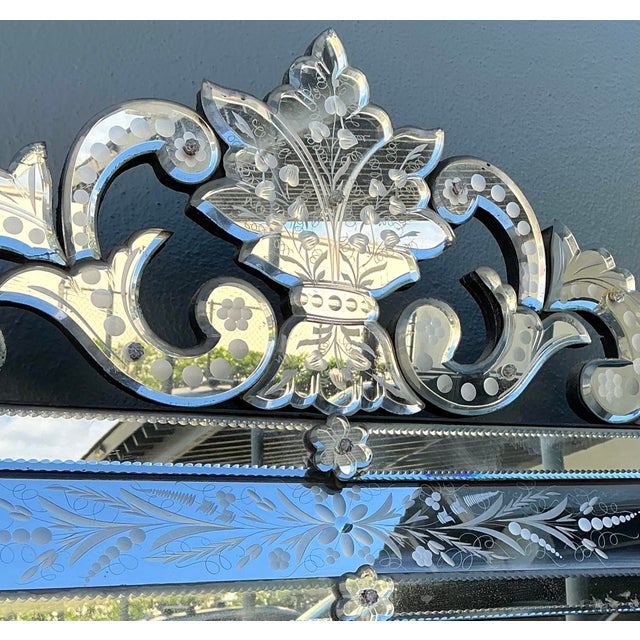 Vintage Venetian Etched Glass Mirror For Sale - Image 4 of 12