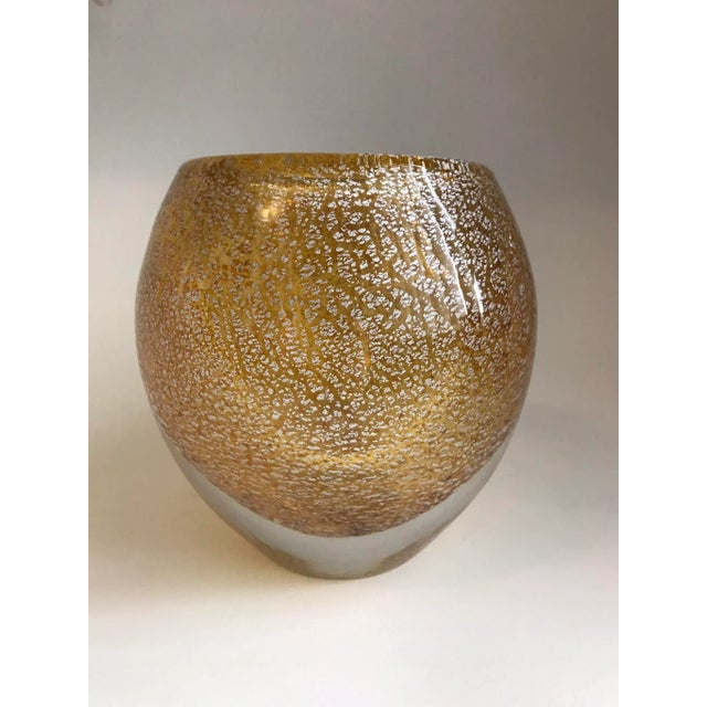 Italian Gold Glass Stardust Vase For Sale - Image 4 of 8