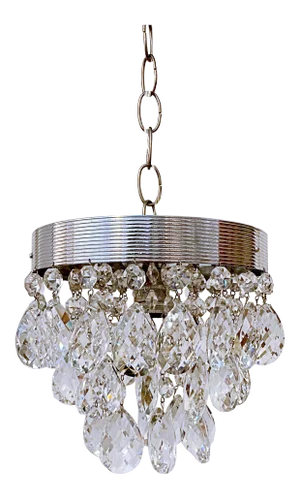 Mid-Century Modern Silver Italian Rim Upside Down Layered Cake Chandelier