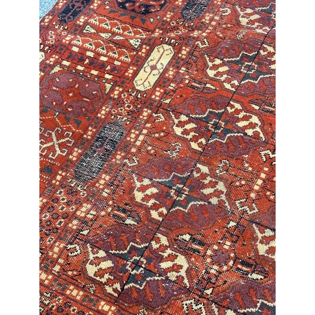 Large Turkish DistressedSparta Rug Bokhara Design, 1920s For Sale - Image 4 of 18