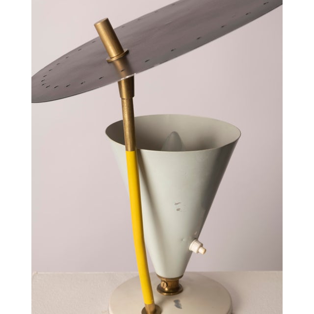 Mid-Century Modern Mid-Century Italian Table Lamp in Lacquered Metal and Brass, 1950s For Sale - Image 3 of 8