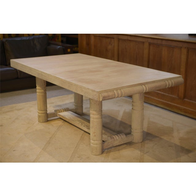 Art Deco Table in Limed Oak in the style of Jean-Charles Moreux, 1940s For Sale - Image 15 of 15