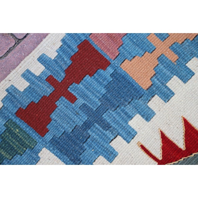 1980s Geometric Hand Knotted Wool Small Kilim Rug For Sale In Sacramento - Image 6 of 7
