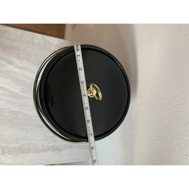 Black Mid-Century Modern Black Vinyl & Brass Standing Ice Champagne Bucket For Sale - Image 8 of 10
