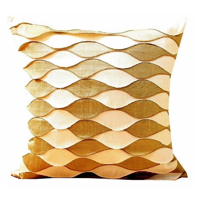 Vintage Waved Frills Fortuny Bicolor Pure Silk Pillow For Sale - Image 13 of 13